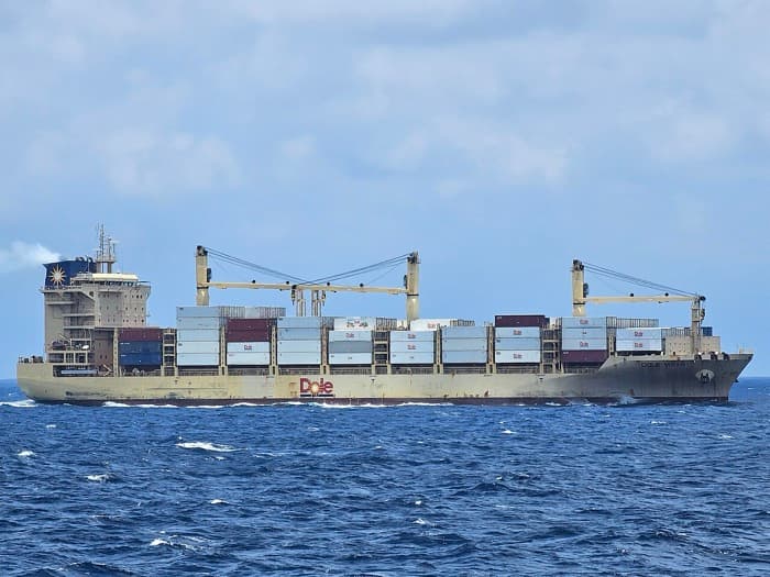 Container ship at sea